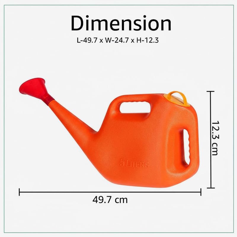 Image of Amazon Brand - Umi 5 Litre Plastic Watering Can for Plants | Garden & Indoor Plant Watering Can with Sprinkler Spout | Lightweight Watering Jug for Balcony, Home Gardening & Outdoor Use (Orange)