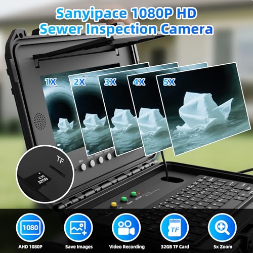 Cámara de Inspección Sanyipace con Localizador, Transmisor 512Hz, Contador de Distancia miniatura 5