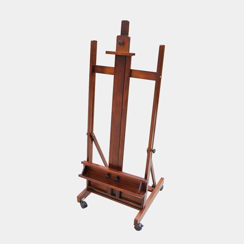 HADECOLL Tripod Artist Easel,Large Beech Multifunction Profession Studio Easel Indoor Canvas Ad Display Stand With Wheel,Brown