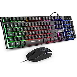 Teclado Gacrux Mafiti RK101 Combo Teclado Español y Ratón,Teclado Retroiluminado(7 Colores) y Ratón Gaming Retroiluminado (4 modos DPI), Sensación Mecánico Teclado , Ideal para Jugar y Trabajar