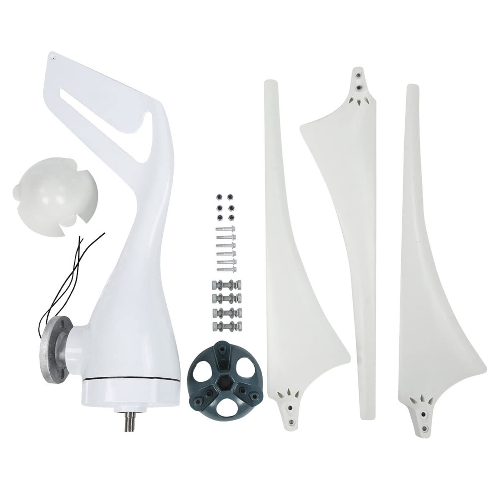 Fafeicy Generatore Eolico S3 300W Generatore Eolico 300W 3 Pale 630mm, con Pale in Fibra di Nylon e Cuscinetto a Sfere a Doppia Scanalatura per Uso Domestico Fuori Rete (24V)