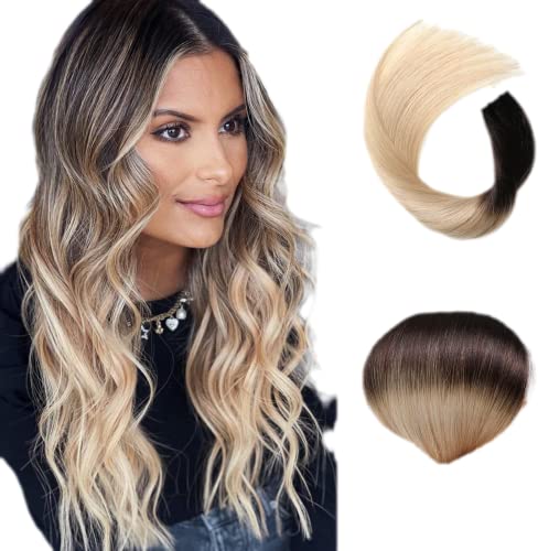 HAIRCUBE Tape in Human Hair Extensions 20pcs,18 Inch,Ombre Blonde Straight 100% Remy Human Hair