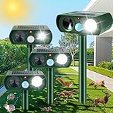Ultrasonic Solar Animal Repeller Cat Repellent Outdoor Deer Repellent Devices Motion Sensor,Raccoon Squirrel Skunk Rodent Dog Rabbit Deterrent,Waterproof Animal Repeller for Yard Farm-4 Pack
