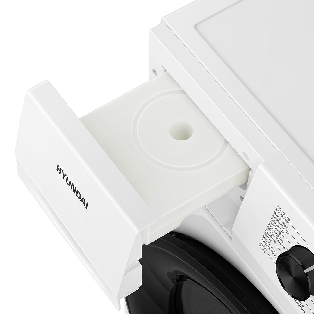 Hyundai Secadora Bomba de Calor, 8kg, Carga Frontal, Blanco, HSBC8DDW01. 650W, 15 Programas, Función Antiarrugas, Tambor Waterdrop, Display LED, Clase D
