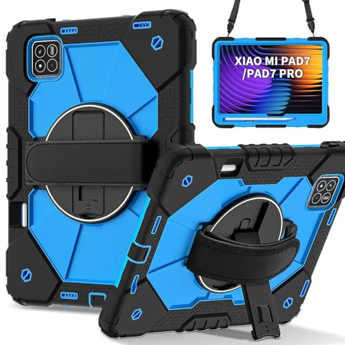 Coque Xiaomi Pad 7 avec support dragonne rotatif 360 et béquille intégrée