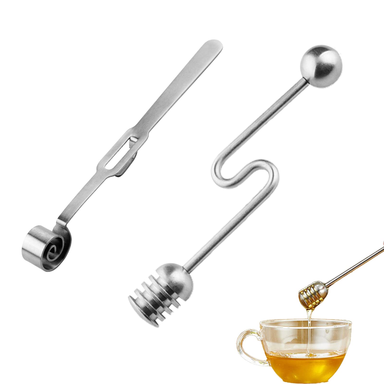Premium Solid Stainless Steel Honey Dipper Drizzler Stirrer Spoon - Versatile & Honey Stick For Easy Honey Dispensing & Mixing - View #12