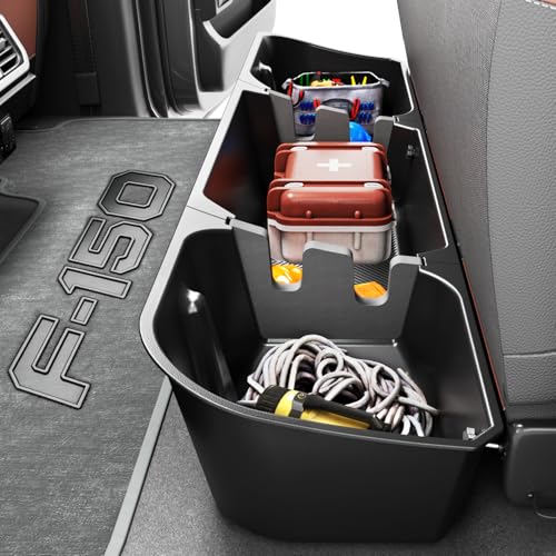 FengYu Under Seat Storage Box Compatible with 2015-2026 Ford F-150 F150 SuperCrew Cab 2017-2026 F-250/F-350/F-450/F-550 Super Duty F-150 Rear Underseat Storage Truck Organizer Tool Box