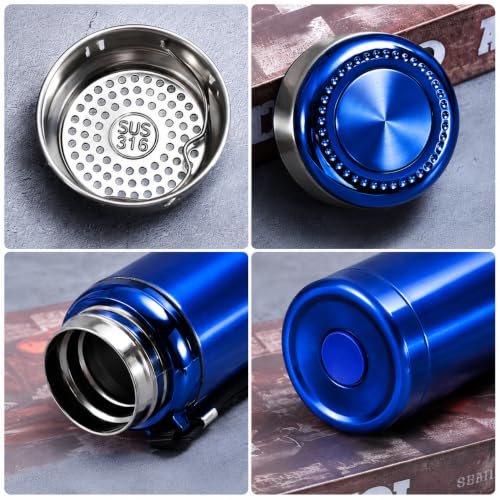 Image of Stainless Steel Water Bottle | Hot & Cold Thermos with Carrying Strap | Leakproof Travel Bottle for Office, School, Gym & Outdoor Use | Blue Color (Random Color)