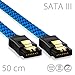 Produktbild 2 x Nylon SATA Kabel,50cm, geflochtener Mantel, S-ATA HDD SSD Datenkabel mit Übertragungsraten bis zu 6 GBit/s, blau/schwarz