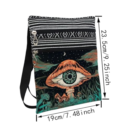 Evil Eye Mushroom Messenger Bag Small Ethnic Pattern Printed Adjustable Strap Crossbody Zipper Bag Evil Eye Mushroom Phone Bag Wallet Cute Shoulder Handbag for Women Friends -32