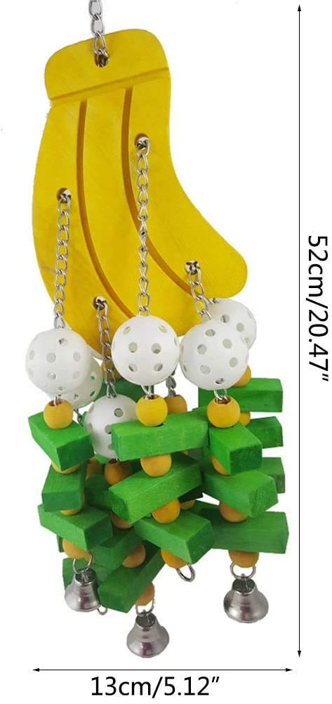 Kauspielzeug aus Holz für Vögel Hängende Holzklötze Spielzeugkette für Sittiche, Papageien, Nymphensittiche (Banane)