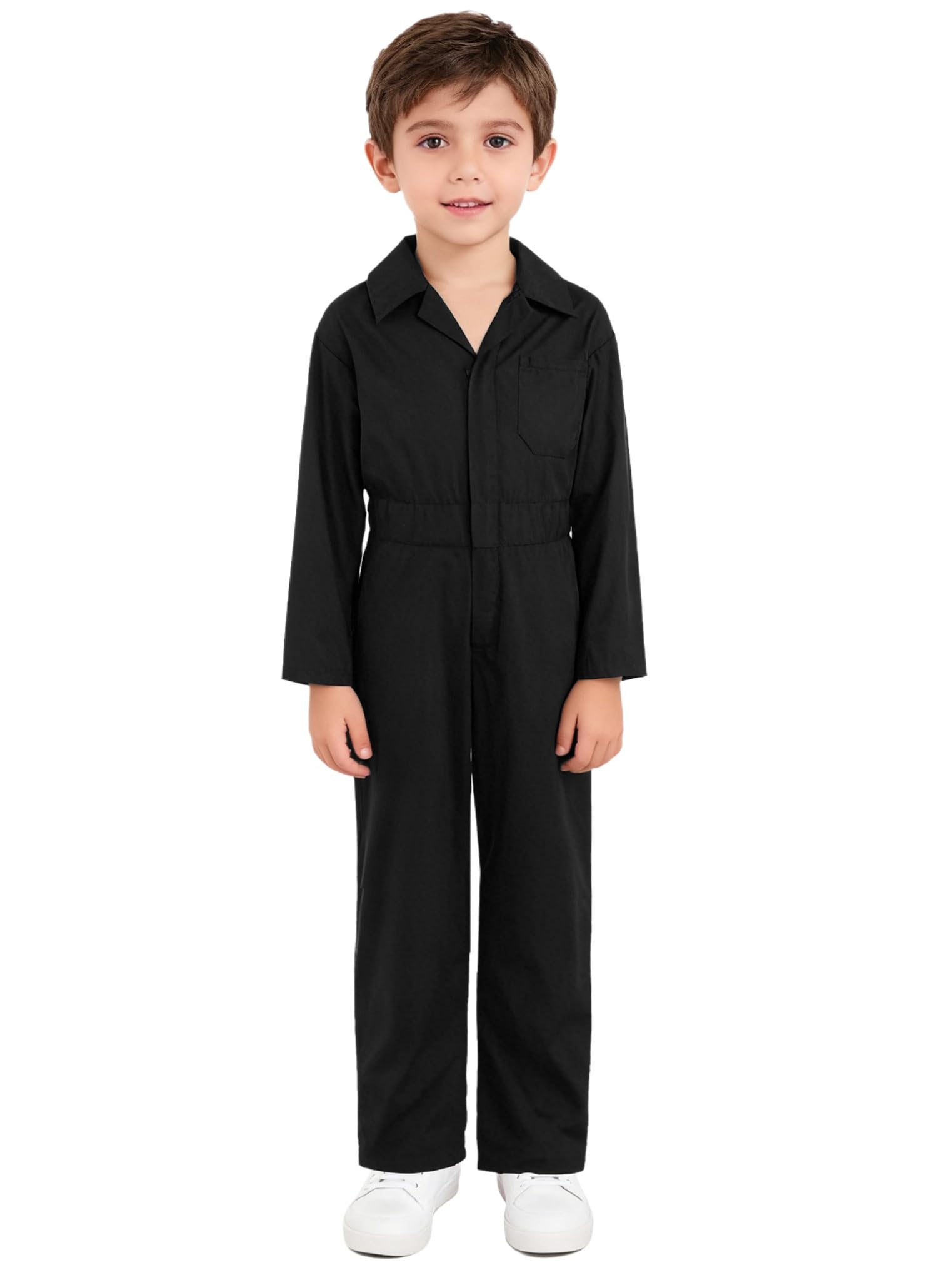Freebily Mono para Niños Manga Larga Buzo con Cuello Solapa Cremallera Botones Bolsillos Traje de Vuelo