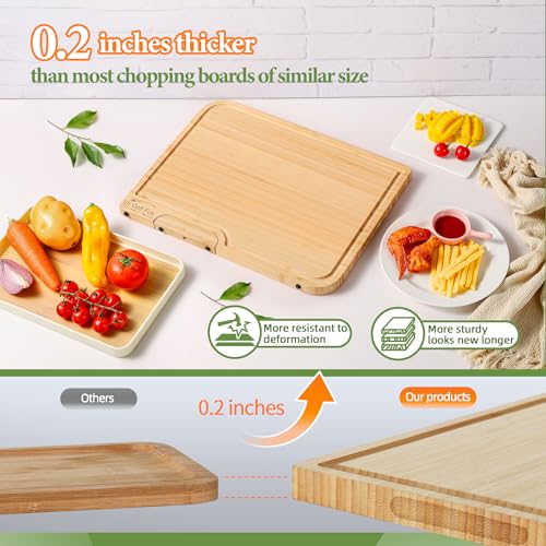 4-Piece Bamboo Cutting Board Set with Rotating Stand - Kitchen Gift - Image 5