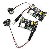 RLECS 2-Pack Breadboard Power Supply Module MB102 & DC 2.1X 5.5mm Male Plug Cable Set with 9v...