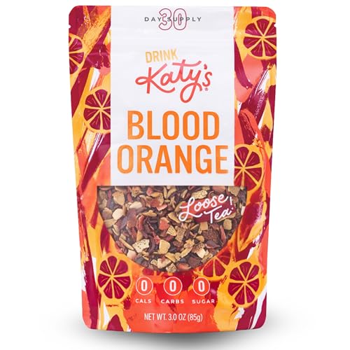 Katy’s Blood Orange Loose Tea - Hibiscus, Orange & Rose Hips - Loose Leaf Herbal Tea, Caffeine-Free, Sugar-Free - Hot or Cold Brew Tea - 30+ Cups - Woman-Owned - 3oz Pouch