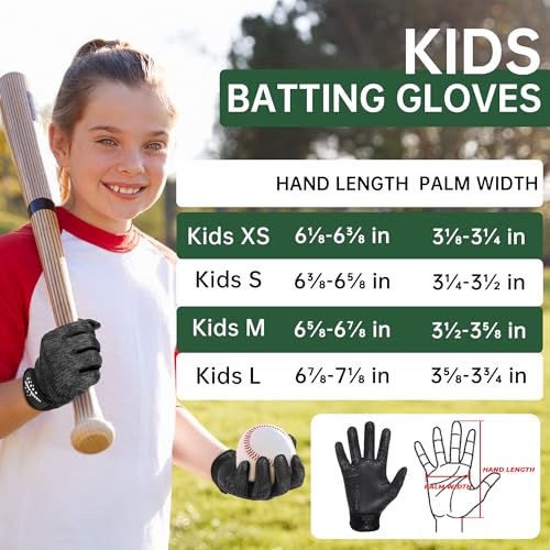 Image of HANDLANDY Baseball Batting Gloves for Adult Youth, Grip Breathable Softball Batting Gloves Fit Men Kids Boys Girls