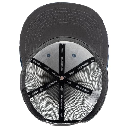 Image of BASSDASH Flat Brim Trucker Cap Adjustable Snapback Hat Mesh Back for Men Women