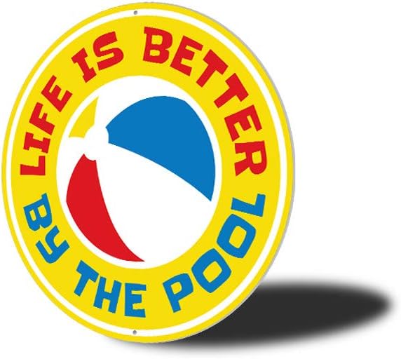 Life is Better by the Pool, Housewarming Idea, Garden Pool Sign, Home Sign - 18" circle