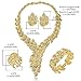 MOOCHI Gold Plated Scarf Bib Style Crystal Chain Necklace Bracelet Earrings Ring Jewelry Set African Indian Women Costume Fashion Dress Accessories