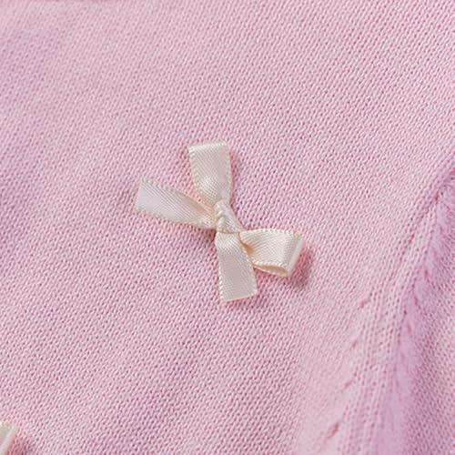Jelory Kids Girls Knit Cardigan Sweater Long Sleeve Cropped Bolero Shrugs One Button Bowknot Short Jacket Coat4