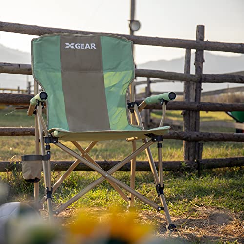 XGEAR Camping Chair Hard Arm High Back Lawn Chair Heavy Duty with Cup Holder の商品画像 1