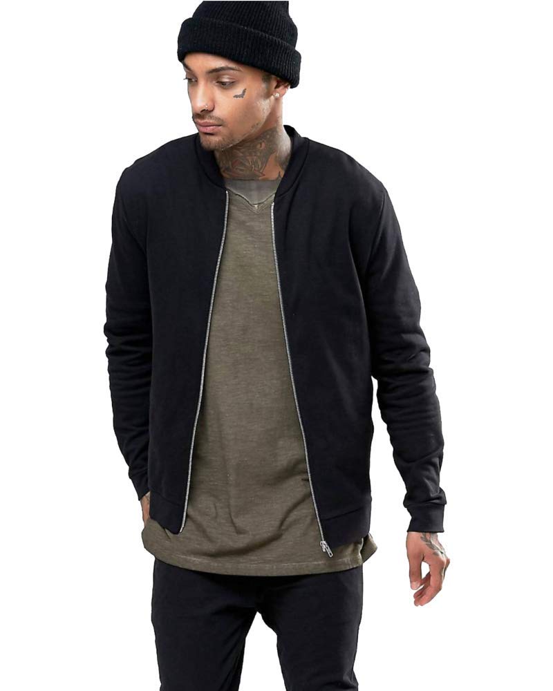 HUSTLE BUSTLE Black Bomber Zipper Jacket for Men and Boys Zipper Jacket for Men Zipper Hoodie Jacket or Men and Boys