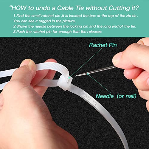 50 Pcs Zip Ties Heavy Duty Strong Large Cable Industrial Sturdy Wire Ties, Awnings Tying Branches Bundling Of Crops Fixed Water Pipes(White,24 Inch X 7.9 Mm) #TOP4