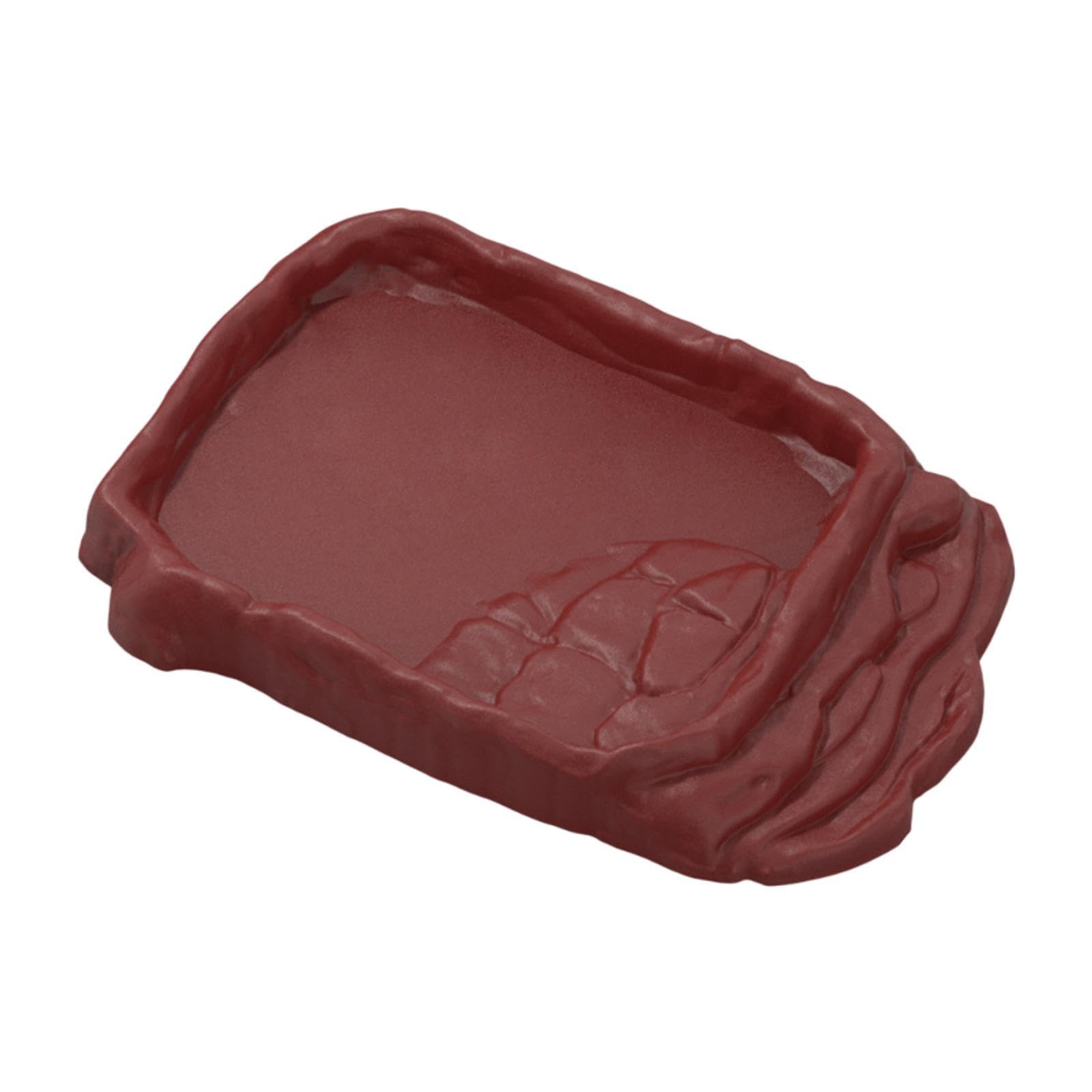 Whtkoph Reptile Food Bowl Bathing Pool Feeding Plate Anti Slip Habitat Amphibian Feeding Dish for Hamster Terrarium Decor, L