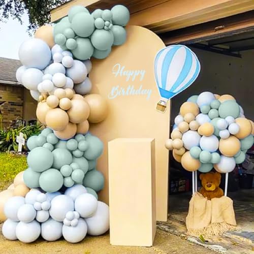 Image of Dusty Blue Neutral Balloons, 12 Inchs Baby Blue White Apricot Grey Neutral Balloons for Birthday, Bridal Shower Baby Shower Wedding Party Decoration