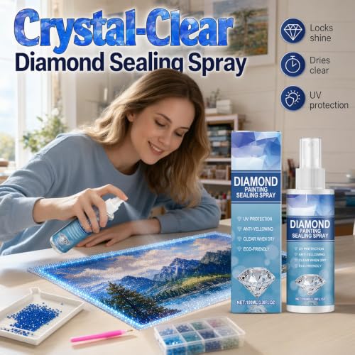 Image of Diamond Painting Sealer Spray 100ml, Quick Dry Diamond Art Sealer with Clear Finish, Quick-Drying Diamond Art Sealer