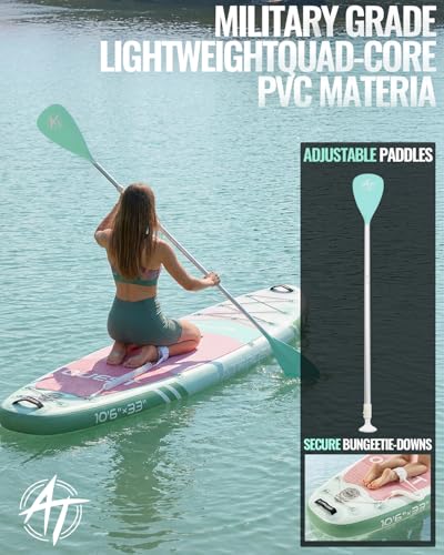 Image of 10'6''x33''Inflatable Stand Up Paddle Board, 400lbs Extra Wide Stand Up Paddleboard with Kayak Seat, Anti-Slip EVA Deck Premium SUP Accessories Kit, Non-Slip Stable Deck Boat