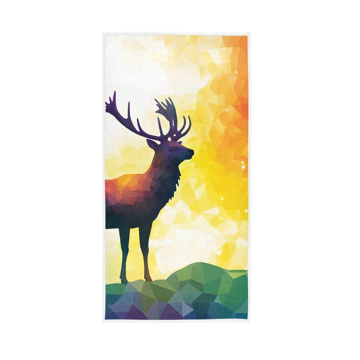 LSRCPD Deer on Colorful Hand Towel, Multipurpose Shower Towels for Bathroom, Gym, Hotel, Spa 15 x 30 Inches