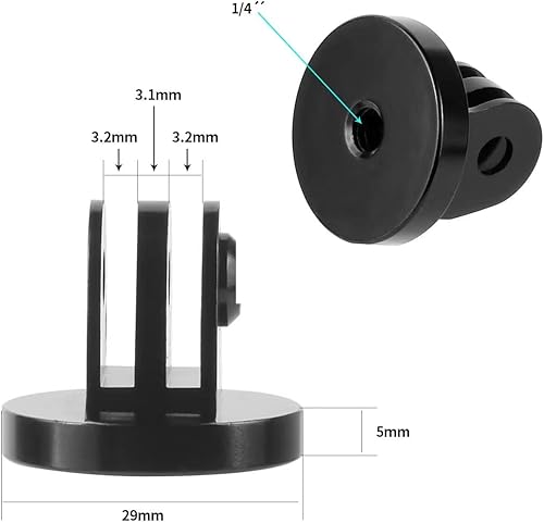 Miniatura 5 de VIZEMO Adaptador de montaje de trípode de cámara de aluminio 1/4-20 con tornillo de pulgar, adaptador de montaje roscado, soporte de trípode para