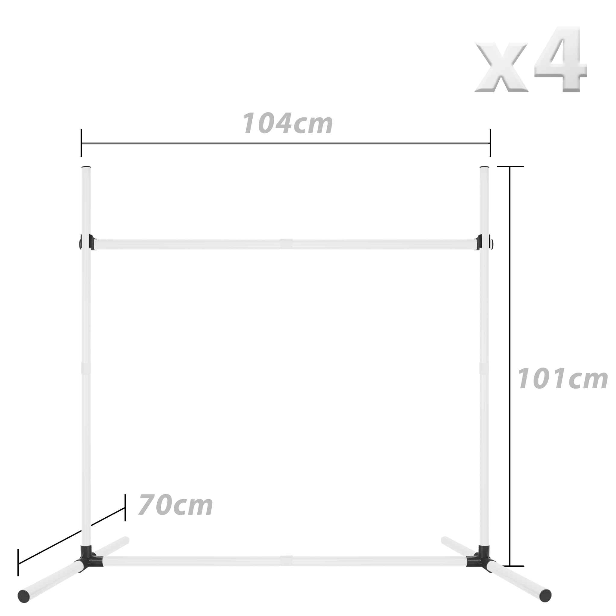 UISEBRT Hunde Agility Set, 4er Slalom Stangen Hürdenset für Haustiere, PVC Hundetrainings-Set mit Tragetasche, Höheinstellbar 104x70x101cm, Weiß