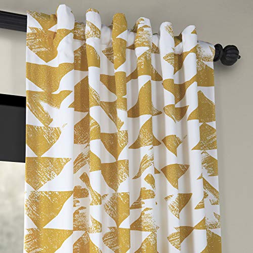 Image of HPD Half Price Drapes Modern Triangular Geometric Printed Curtains Cotton Curtains 108 Inches Long (1 Panel) Room Darkening Curtains for Bedroom & Living Room, 50W x 108L, Triad Geometric Gold
