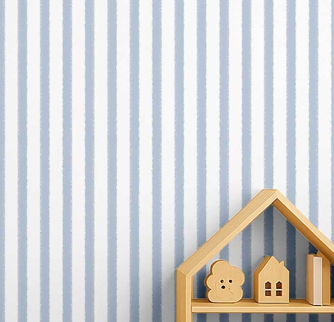 Papier peint stripes pour salle de jeux : déco murale vinyle adhésif bleu S4Sassy 63 x 305 cm