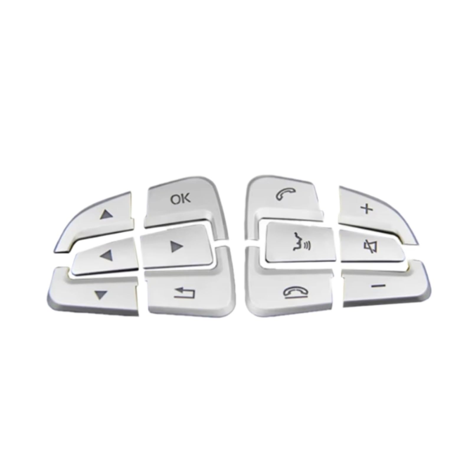 Car Interior Button Sticker Compatible with Benz for CLS W176 W246 W177 2014 2015 2016 2017 Car Steering Wheel Button Cover Trim Lnner Decoration Sticker(Silver)