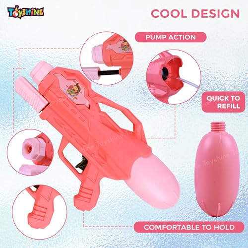Image of Toyshine 266ML Tank Capacity 7-8 Mtr Range High Air Pressure Spray Water Gun for Summer Swimming Pool Party Holi Water Toy Gun for Girls Boys Kids 3+, Pink
