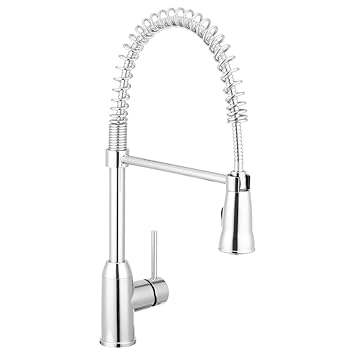 Dura Faucet Kitchen Faucet Gooseneck Style - This Beautiful Upgrade Features a Toggling Pull Out Sprayer, Single Lever, and a Spring Coil Spout (Chrome)