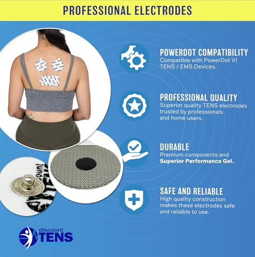 Image of Discount TENS Electrode Pads Compatible with PowerDot 1.0, 12 Pack | Superior gel with metallic grid, long-lasting latex-free hydrogel, flexible comfort, even current flow, strong skin adhesion