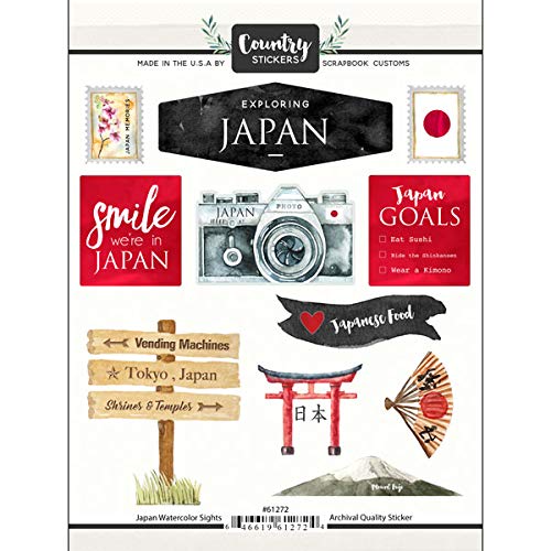Scrapbook Customs 61272 Japan Watercolor Sights Stickers