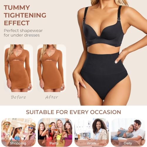 Image of Dulchany Thong Shapewear Tummy Control Underwear Body Shaper for Women