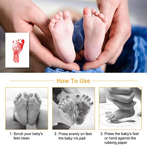 DXIA 4 Stuks Baby Hand/Voet Afdruk Stempel Set,Baby Afdruk Kaartje,Baby Stempelkussen, Baby Handafdruk en Voetafdruk Fotokaartje,Veilig Herbruikbaar Stempelkussen,Ideaal Geschenk - Image 7