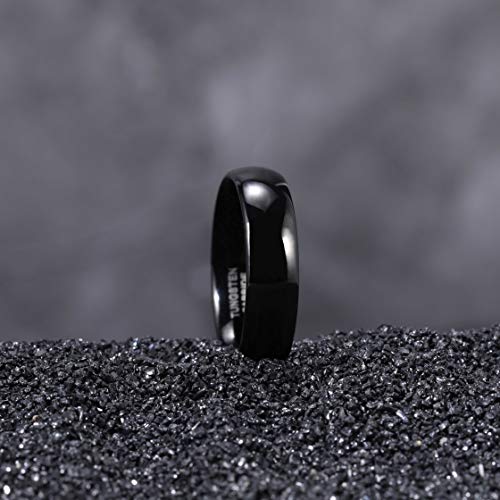 Trumium 6Mm Black Tungsten Ring For Men Women High Polished Comfort Fit Wedding Band Size 10 #TOP2