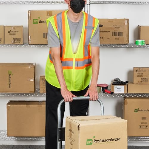 Image of Restaurantware Reflective Safety Vest 20 Count 29.213 x 30.315 Inches High Visibility Multi-Pocket Zipper Front Safety Vest