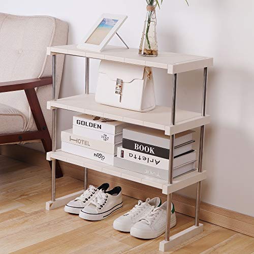 Qisiewell Estante de Cocina Estante de gabinete Estante de Almacenamiento estantería de baño Estante de baño Estante de baño Estante de Zapatos Estante de gabinete Base Blanco Soporte Plegable