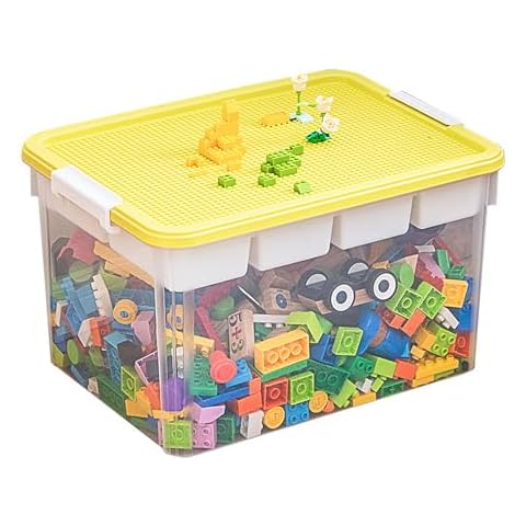 ZHENROAD 17 Quart Storage Box with Removable Tray, Plastic Containers with Building Baseplate Lid and Latching Buckles, Craft Organizers and Storage for Lego, Bead, Tool, Sewing Cover