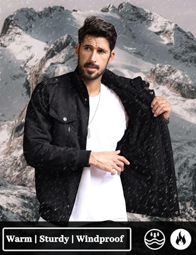 TACVASEN Men's Winter Jacket-Fleece Cotton Military Coat Thicken Casual Cargo Bomber Jacket4