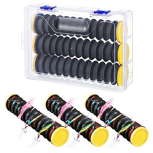 Dreyoo 3 Pcs Fishing Line Storage Organizer, Leader Holder with 12 Slots to Keep Your Lines Tangle...