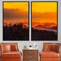 2 Piece Framed Canvas Wall Art Sunset in The Trees Canvas Prints Home Artwork Decoration for Living Room,Bedroom - 16
